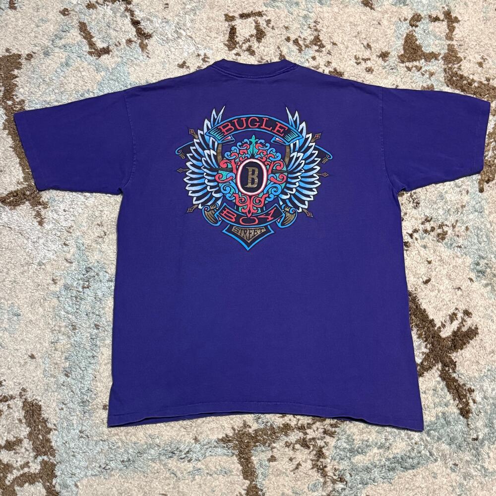Vintage Bugle Boy Street Shirt Size Large 90s Winged Crest Purple